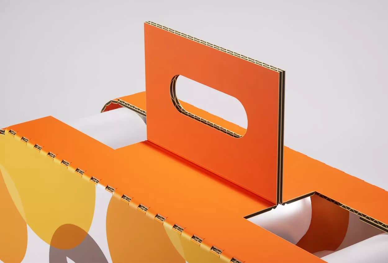 Example of cardboard handle in 3D in closeup